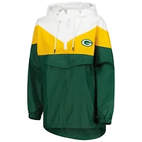 Tommy Hilfiger Femme Blanc/Or Green Bay Packers Staci Half-Zip Hoodie Windbreaker Jacket