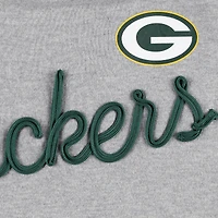 Touch Heather Grey/Green Green Bay Packers Outfield Deep V-Back Waist Length Pullover Sweatshirt pour femme