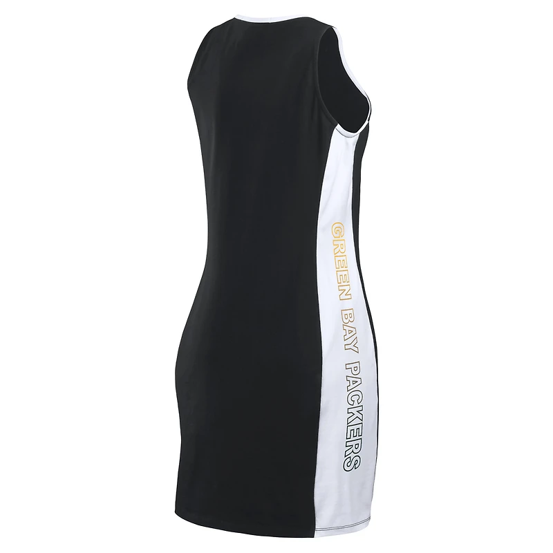 Women's WEAR by Erin Andrews Black Green Bay Packers Bodyframing Tank Dress