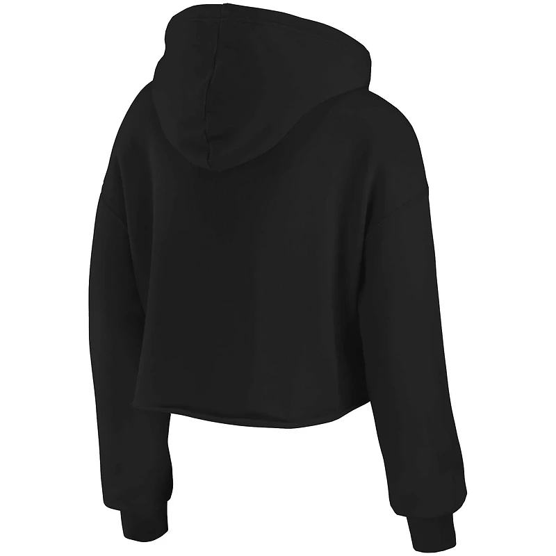 Women's WEAR by Erin Andrews Black Green Bay Packers Domestic Cropped Pullover Hoodie