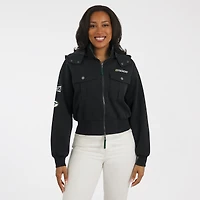 Veste bomber courte zippée à poches plaquées pour femme WEAR by Erin Andrews noire des Green Bay Packers
