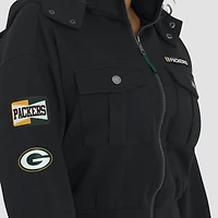 Veste bomber courte zippée à poches plaquées pour femme WEAR by Erin Andrews noire des Green Bay Packers