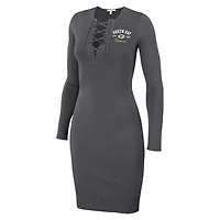 Robe à lacets manches longues pour femme WEAR by Erin Andrews, couleur anthracite, des Green Bay Packers