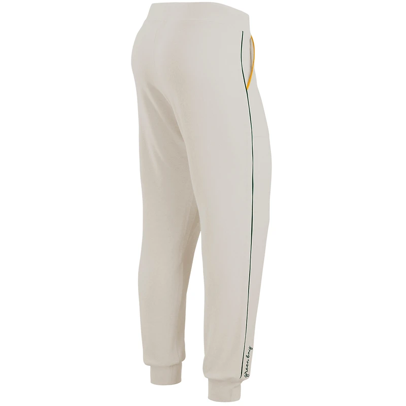 Women's WEAR by Erin Andrews Cream Green Bay Packers Tri-Blend Raglan Pullover Sweatshirt & Pants - Lounge Set