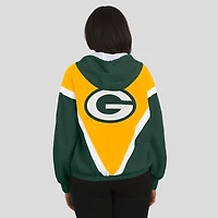 Women's WEAR by Erin Andrews Gold/Green Green Bay Packers Retro Crinkle Full-Zip Hoodie Windbreaker