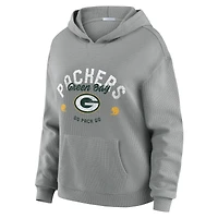 Women's WEAR by Erin Andrews Gray Green Bay Packers Plus Waffle-Knit Long Sleeve Hooded Shirt & Pants Lounge Set