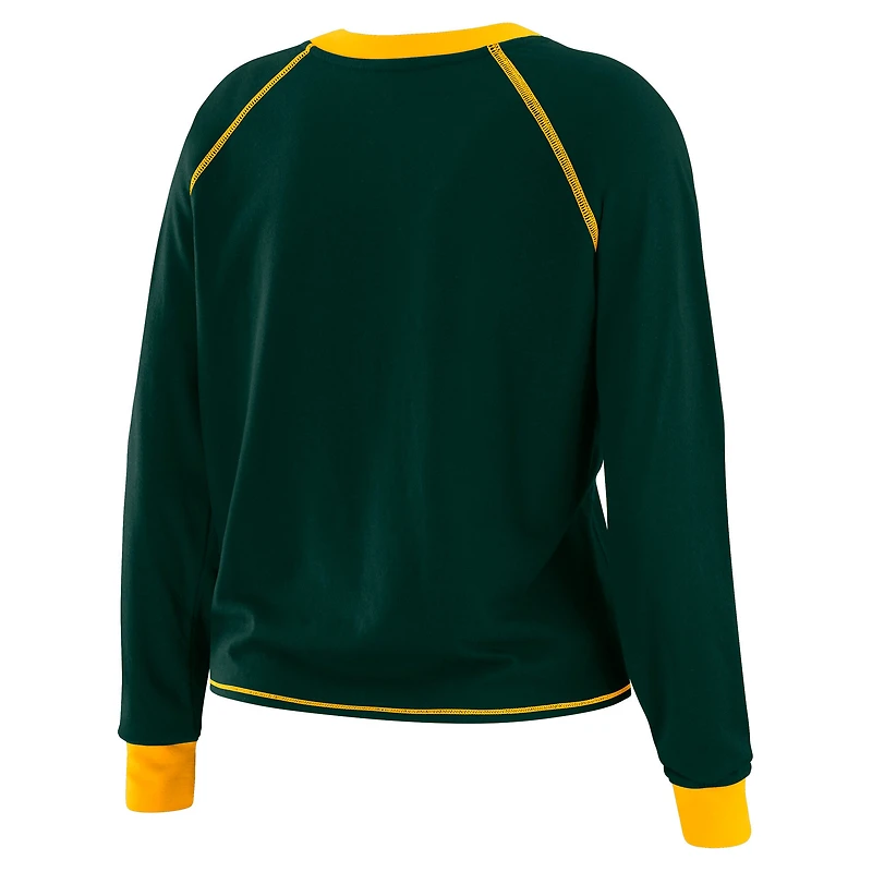 Women's WEAR by Erin Andrews Green/Gold Green Bay Packers Tie-Front Long Sleeve Top