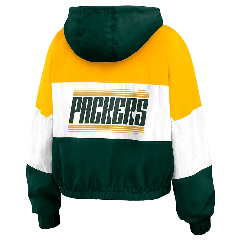 Veste coupe-vent zippée à blocs de couleurs grande taille pour femme WEAR by Erin Andrews verte/jaune des Green Bay Packers