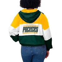 Veste coupe-vent zippée à blocs de couleurs grande taille pour femme WEAR by Erin Andrews verte/jaune des Green Bay Packers
