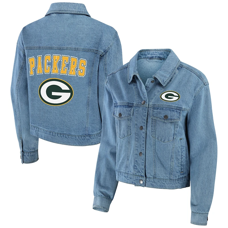 Veste en jean à boutons-pression pour femme WEAR by Erin Andrews des Green Bay Packers