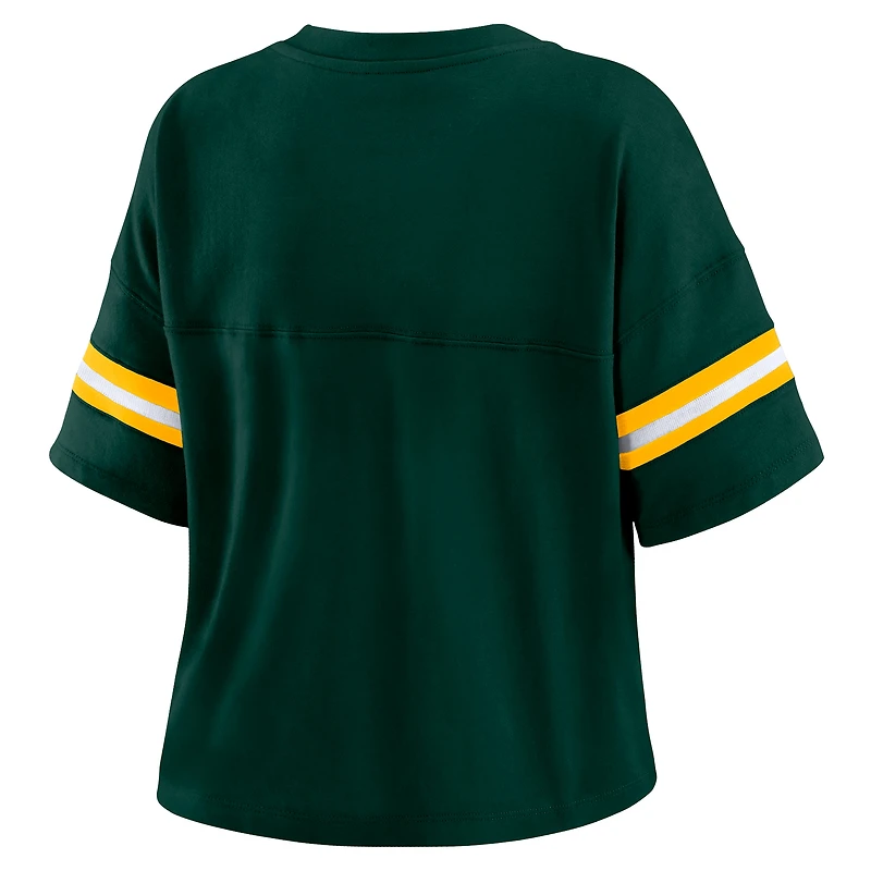 T-shirt court à col en V et blocs de couleurs pour femme WEAR by Erin Andrews Green Bay Packers