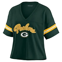 T-shirt à col en V blocs de couleurs vert Green Bay Packers pour femme WEAR by Erin Andrews