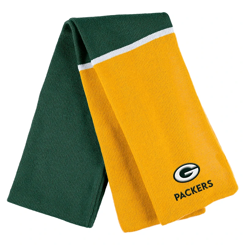 Women's WEAR by Erin Andrews Green Green Bay Packers Colorblock Cuffed Knit Hat with Pom and Scarf Set