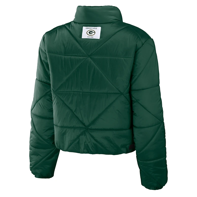 Women's WEAR by Erin Andrews Green Bay Packers Cropped Puffer Full-Zip Jacket