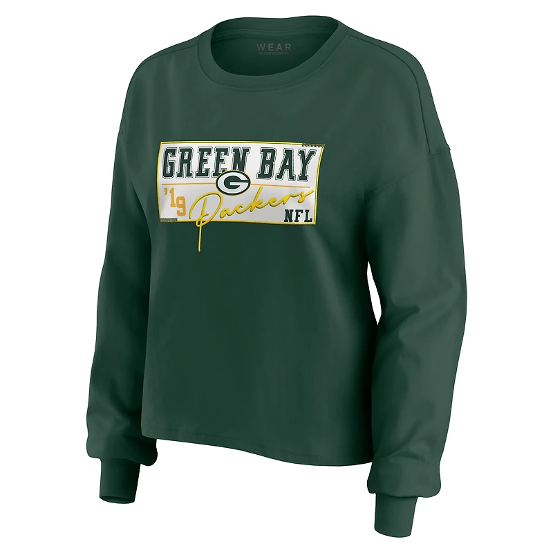 Ensemble de détente pour femme WEAR by Erin Andrews Green Bay Packers, t-shirt à manches longues et short en jersey rugby épais