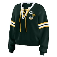 Women's WEAR by Erin Andrews Green  Bay Packers Lace-Up Sweater