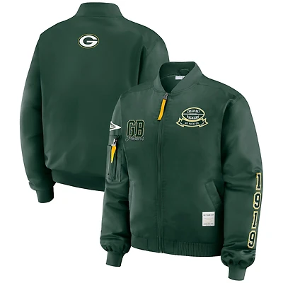 Veste aviateur entièrement zippée à patch Green Bay Packers pour femme par Erin Andrews