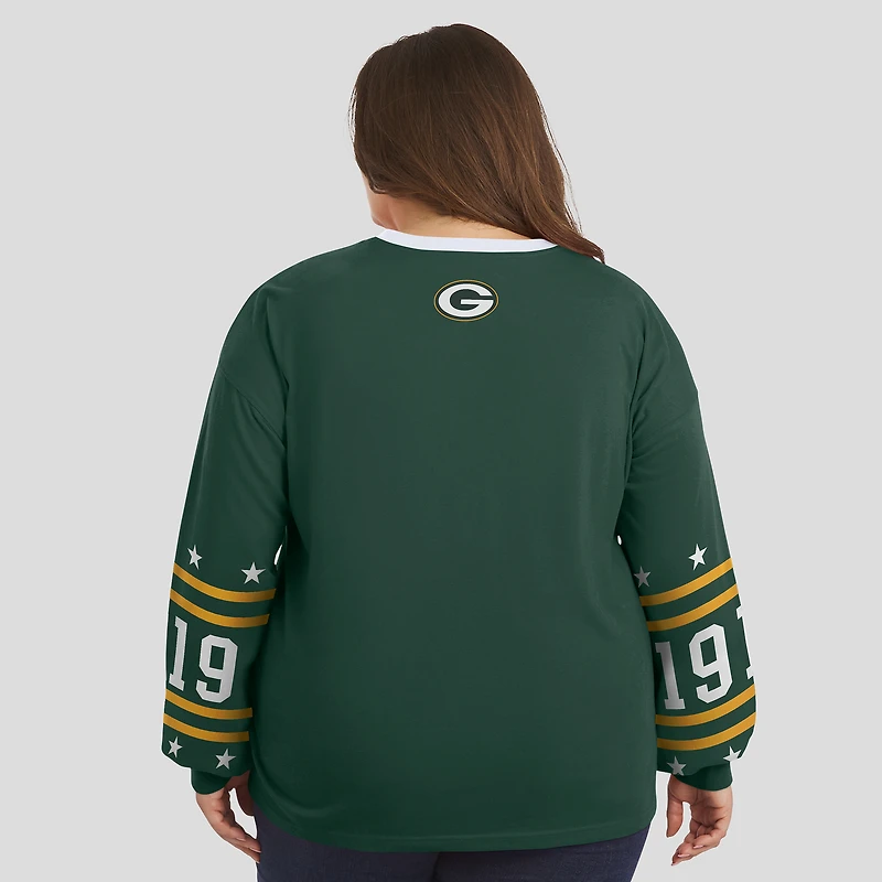 T-shirt de sport à manches longues grande taille pour femme WEAR by Erin Andrews Green Bay Packers