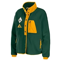 WEAR by Erin Andrews Green Veste polaire raglan à boutons-pression pour Bay Packers femmes