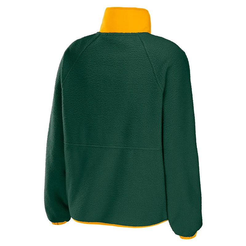 WEAR by Erin Andrews Green Veste polaire raglan à boutons-pression pour Bay Packers femmes