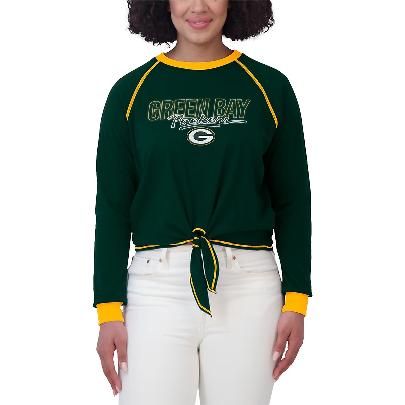 T-shirt à manches longues noué sur le devant pour femme WEAR by Erin Andrews Green Bay Packers