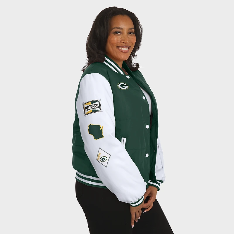 Veste matelassée à boutons-pression complète pour femme WEAR by Erin Andrews Green des Bay Packers