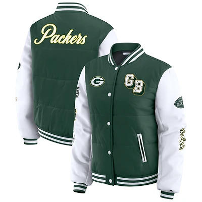 Veste matelassée à boutons-pression complète pour femme WEAR by Erin Andrews Green des Bay Packers