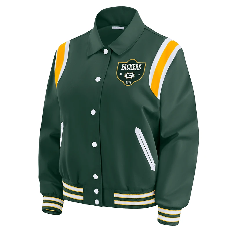Veste légère à boutons-pression pour femme WEAR by Erin Andrews Green Bay Packers Varsity