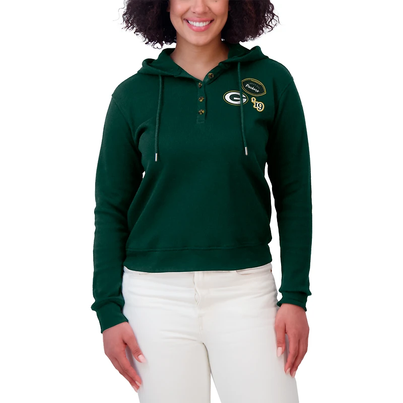 Women's WEAR by Erin Andrews Green Bay Packers Waffle Hoodie Pullover Top