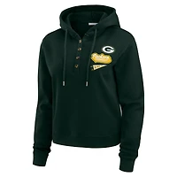 Sweat à capuche en tricot gaufré WEAR by Erin Andrews pour femme, vert, des Packers de Green Bay