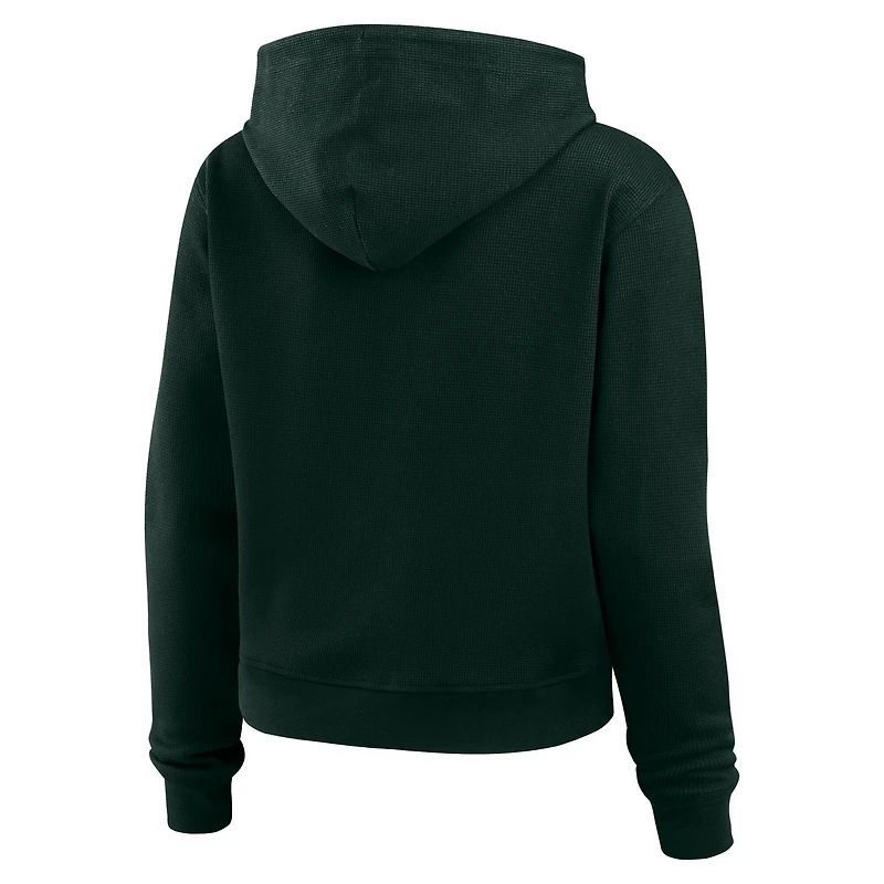 Sweat à capuche en tricot gaufré WEAR by Erin Andrews pour femme, vert, des Packers de Green Bay