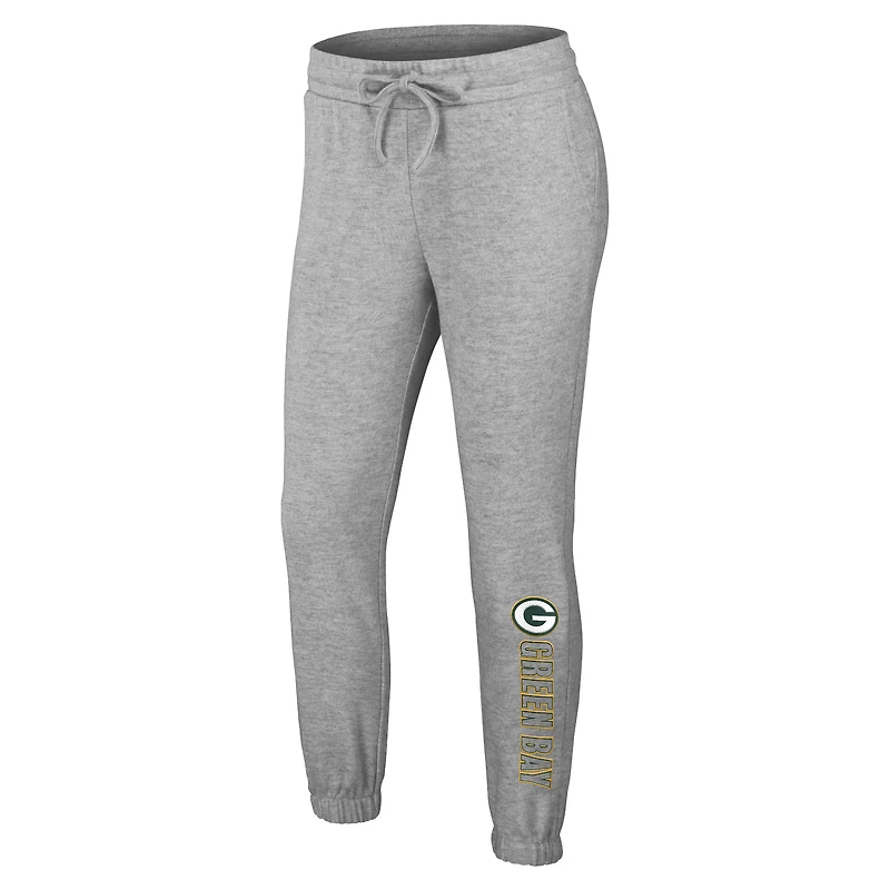 Ensemble de nuit pour femme WEAR by Erin Andrews Heather Gray Green Bay Packers en tricot à manches longues et pantalon