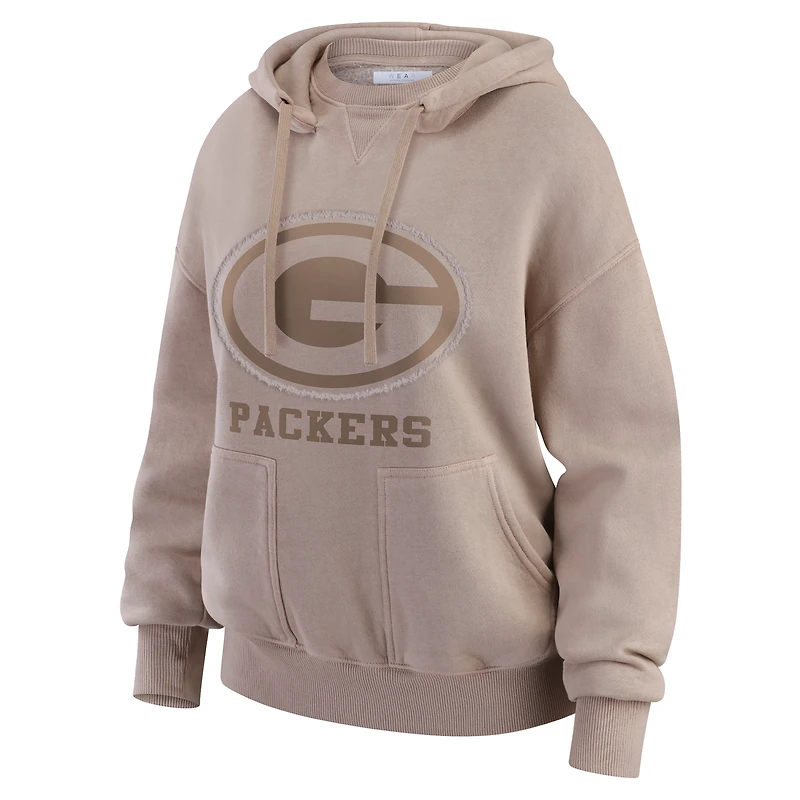 Pull ras du cou délavé beige des Packers de Green Bay pour femme par Erin Andrews