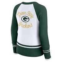 Women's WEAR by Erin Andrews White/Green Green Bay Packers Colorblock Raglan Sweater