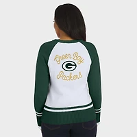 Pull raglan colorblock blanc/vert des Green Bay Packers pour femme par Erin Andrews