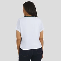 T-shirt court à rayures centrales blanc pour femme WEAR by Erin Andrews des Green Bay Packers