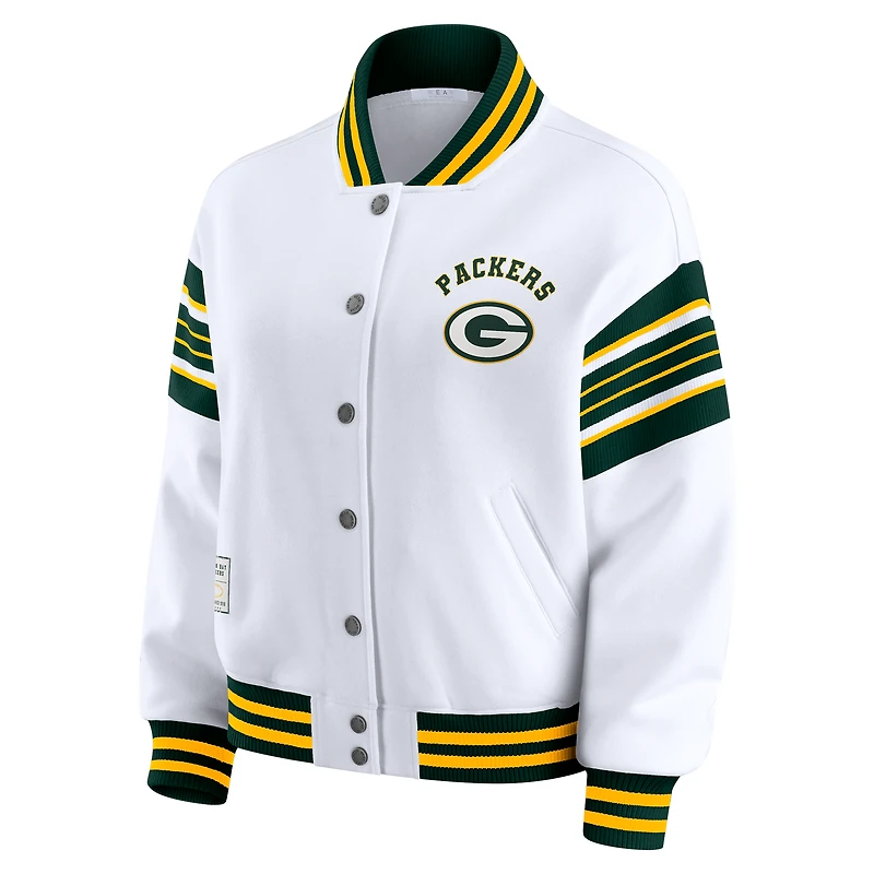 Veste polaire à boutons-pression pour femme WEAR by Erin Andrews, blanche, des Packers de Green Bay