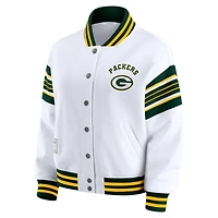 Veste polaire à boutons-pression pour femme WEAR by Erin Andrews, blanche, des Packers de Green Bay