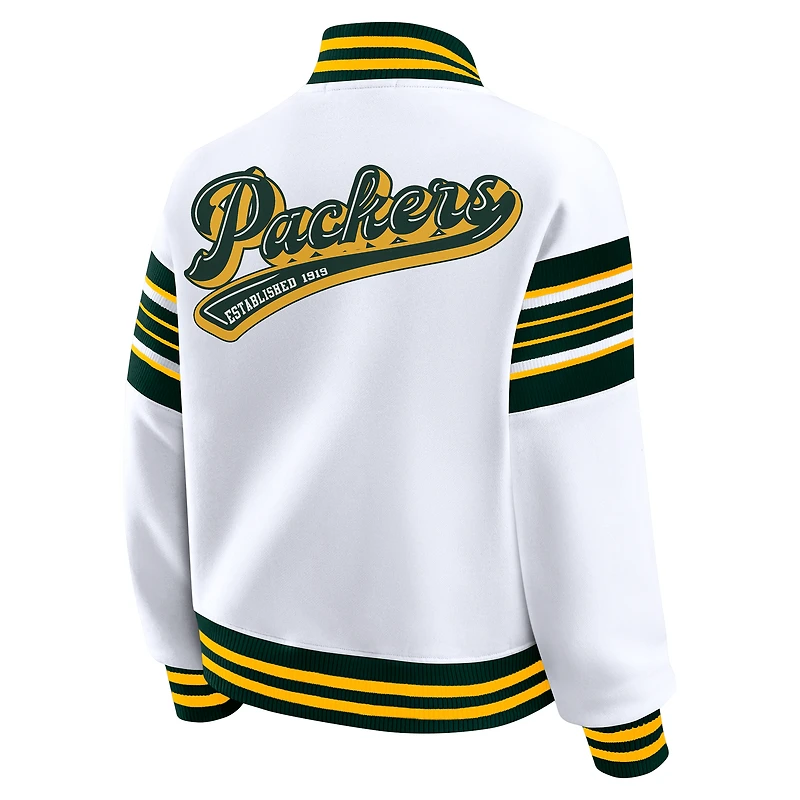 Veste polaire à boutons-pression pour femme WEAR by Erin Andrews, blanche, des Packers de Green Bay