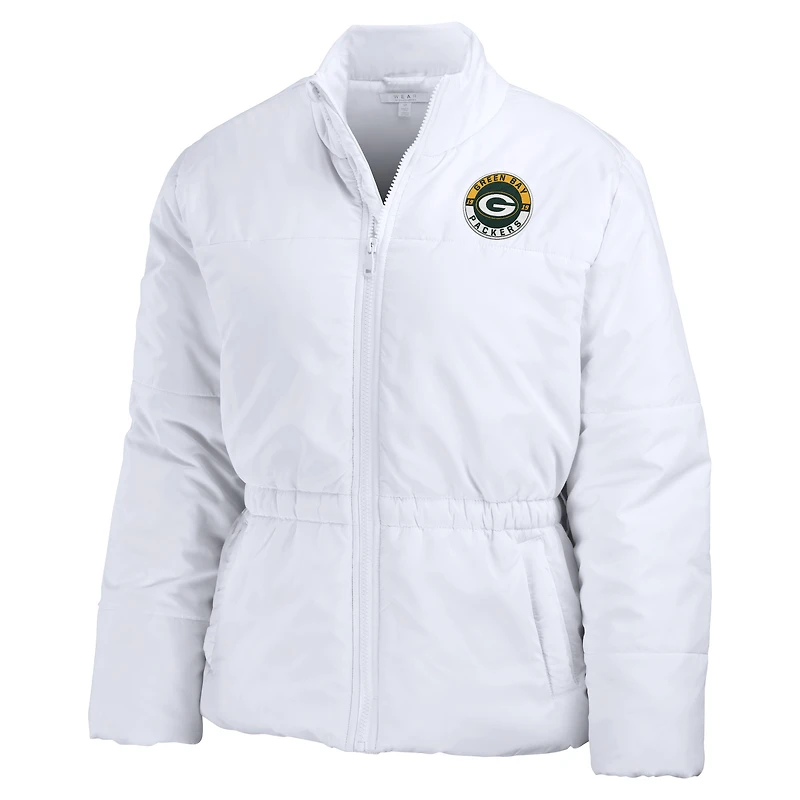 Doudoune zippée entièrement compressible WEAR by Erin Andrews pour femme, blanche, des Green Bay Packers