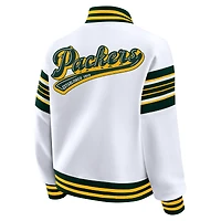 Women's WEAR by Erin Andrews White Green Bay Packers Plus Full-Snap Fleece Sweatshirt Jacket