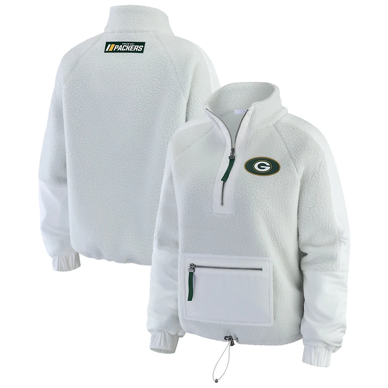 Veste polaire demi-zip blanche WEAR by Erin Andrews pour femme des Green Bay Packers