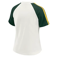 T-shirt raglan blanc à rayures et manches vieilli pour femme WEAR by Erin Andrews des Packers de Green Bay