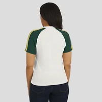 T-shirt raglan blanc à rayures et manches vieilli pour femme WEAR by Erin Andrews des Packers de Green Bay