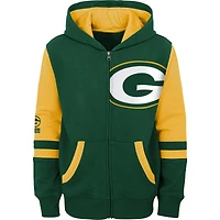 Youth Green Bay Packers Colorblock Full-Zip Hoodie
