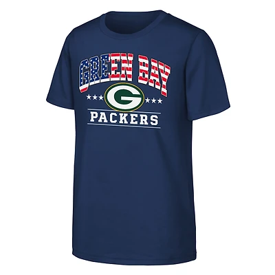 Youth  Navy Green Bay Packers Americana Arch T-Shirt