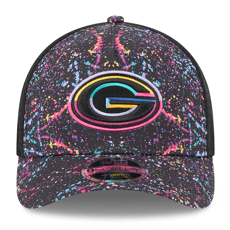 Casquette ajustable 9FORTY NFL Crucial Catch 2025 New Era noire des Green Bay Packers pour jeunes