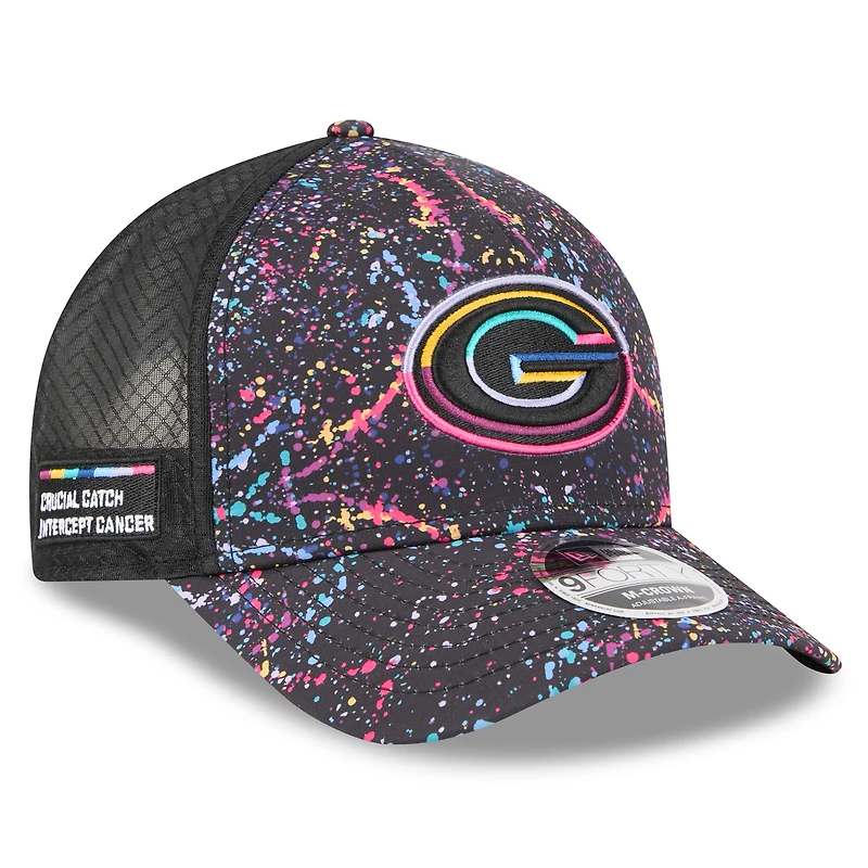 Casquette ajustable 9FORTY NFL Crucial Catch 2025 New Era noire des Green Bay Packers pour jeunes