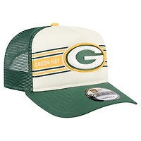 Casquette de camionneur ajustable 9FIFTY A-Frame pour jeunes New Era crème/vert Green Bay Packers Banner