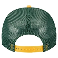 Youth New Era Cream/Green Green Bay Packers Banner 9FIFTY A-Frame Adjustable Trucker Hat